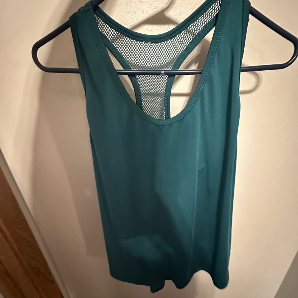 Teal Sleeveless Mesh Back Women's Tank Top